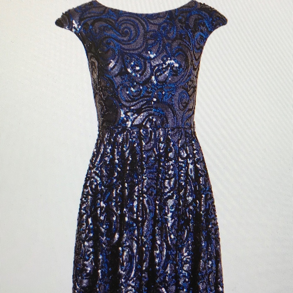 Badgley Mischka Blue Botany Dress Sz 2